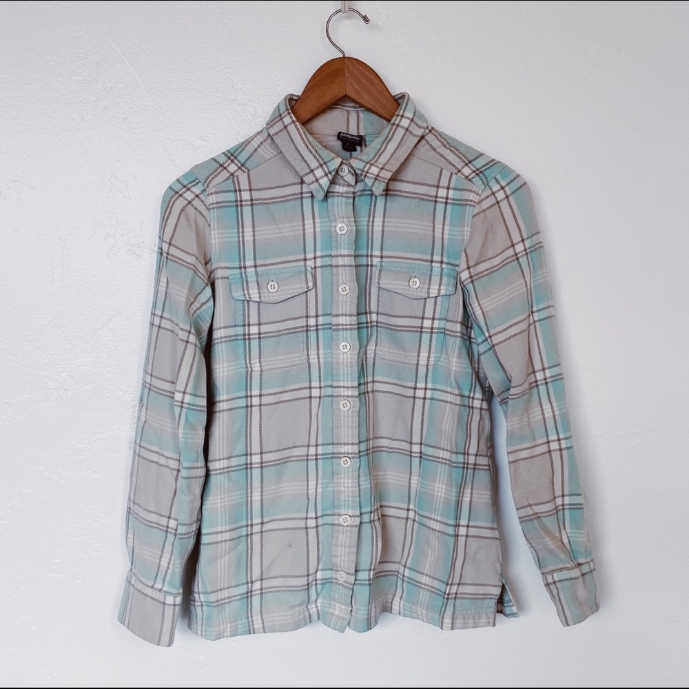 Patagonia Aqua Plaid Button Down